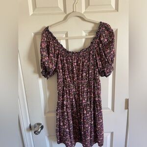Old Navy Black and Pink Floral Peasant Style Dress
